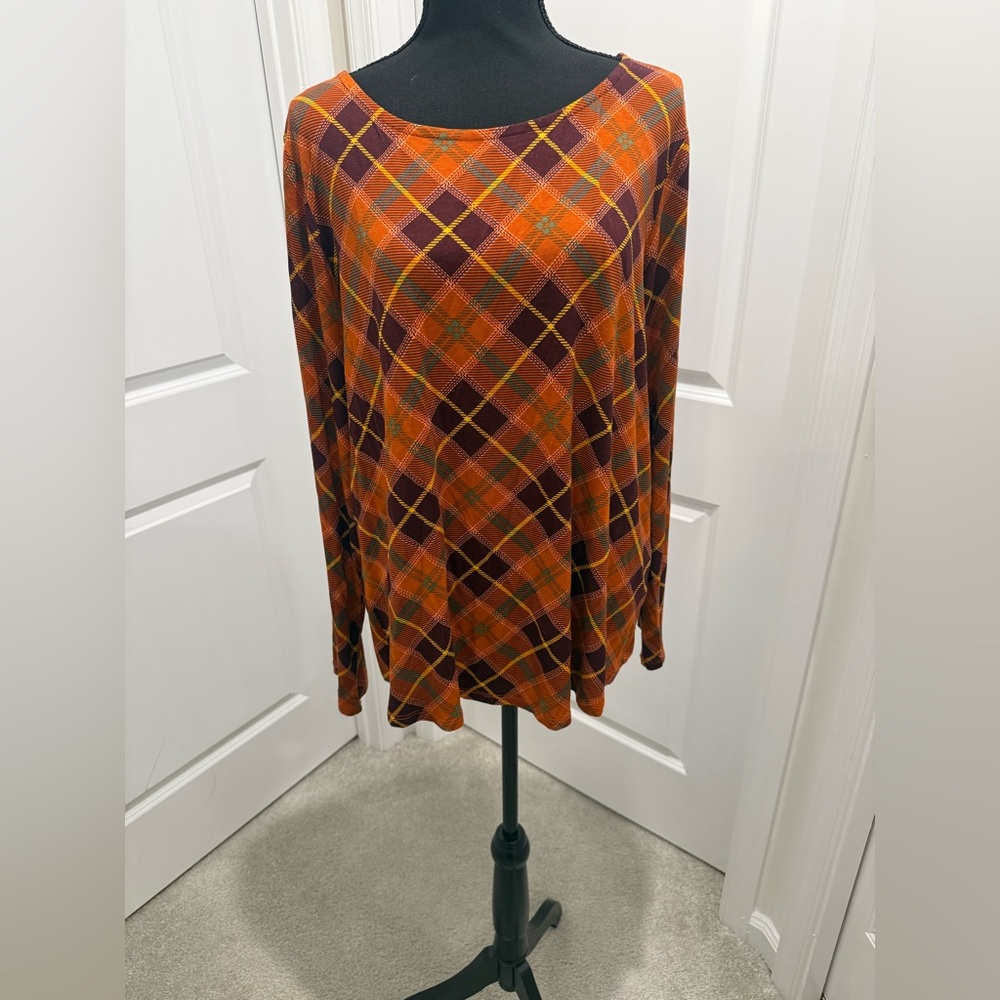 Cato Orange and Purple Plaid Tunic
